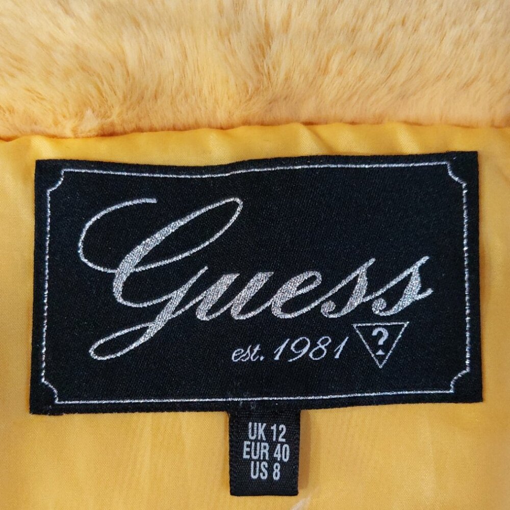 💥STUNNING💥GUESS FAUX FUR COAT in YELLOW HONEY GOLD - Picture 15 of 15